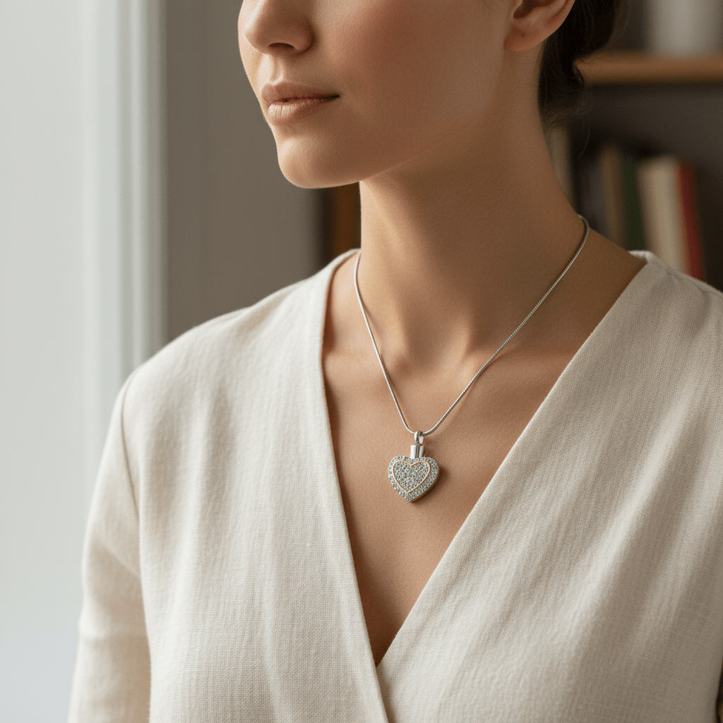 Sprankelend hart as - sieraad staal met kristal - Aramat Jewels - Gedenkhangers - cadeautip