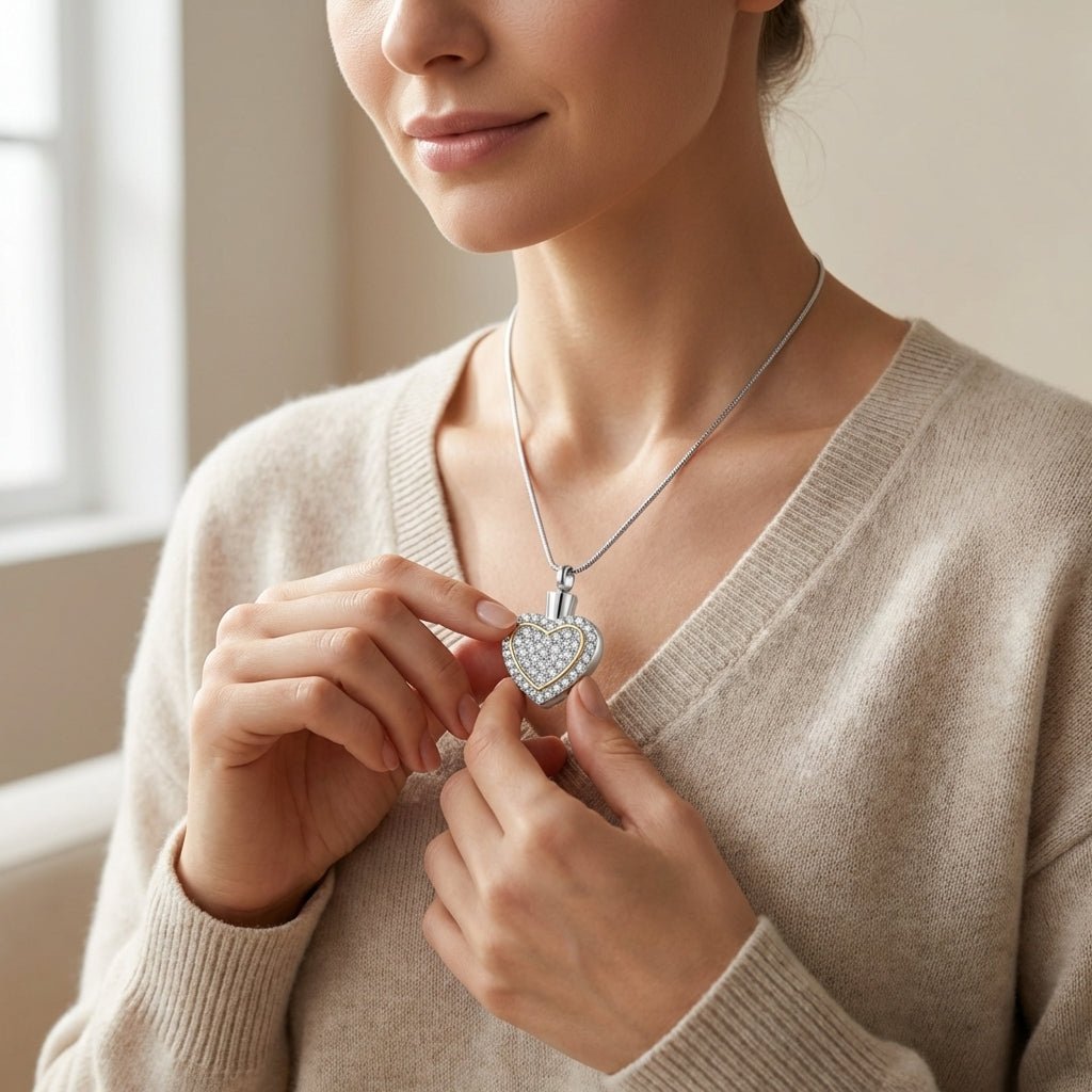 Sprankelend hart as - sieraad staal met kristal - Aramat Jewels - Gedenkhangers - cadeautip