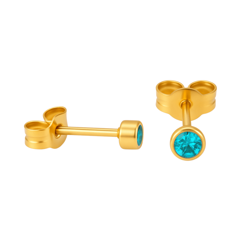 Stalen Aqua Blauwe Kristal Oorbellen 3mm - oor592 - XE38689 - Oorbellen kopen# - 3mm - alles - Aqua Blauw