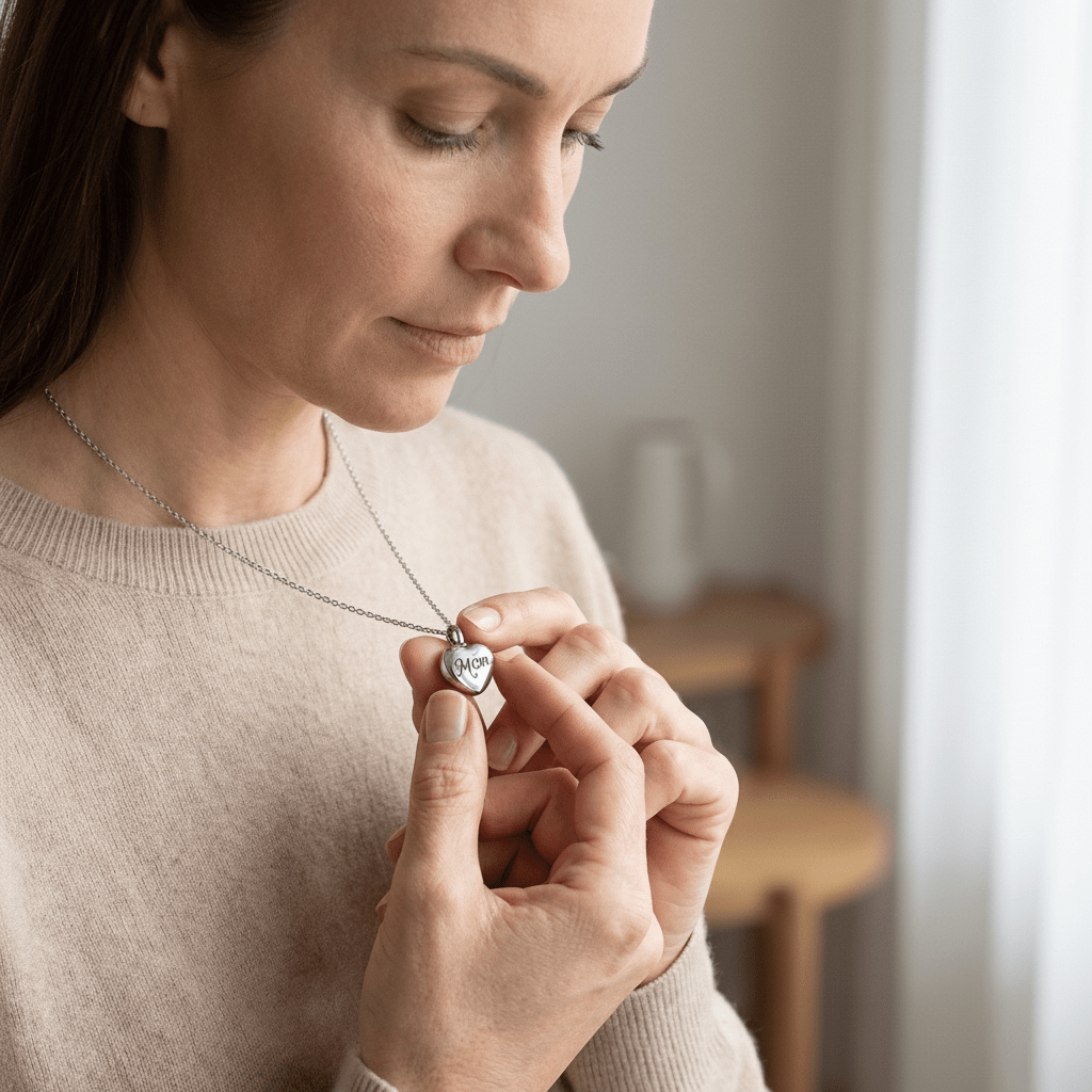 Stalen Asbedel Hart met Inscriptie 'Mom' voor Armband of Ketting 12mm - Aramat Jewels - Asbedels - cadeautip