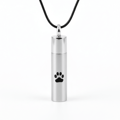 Stalen Ashanger Buis Mat Zilverkleur met Zwarte Pootafdrukken 4,6cm - Aramat Jewels - Gedenkhangers - cadeautip