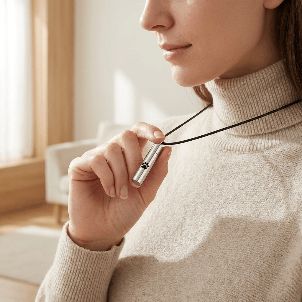 Stalen Ashanger Buis Mat Zilverkleur met Zwarte Pootafdrukken 4,6cm - Aramat Jewels - Gedenkhangers - cadeautip