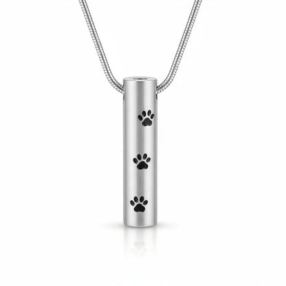 Stalen Ashanger Buis Zilverkleur met Zwarte Pootafdrukken 3,4cm - Aramat Jewels - Gedenkhangers - cadeautip