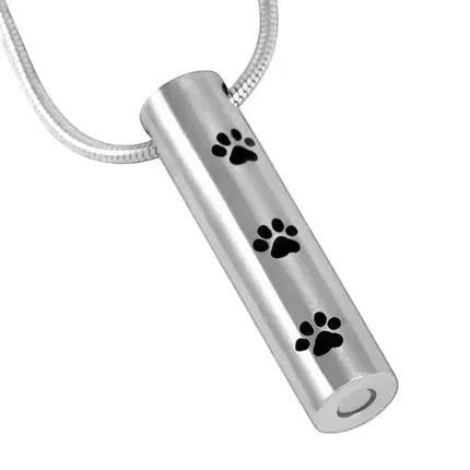 Stalen Ashanger Buis Zilverkleur met Zwarte Pootafdrukken 3,4cm - Aramat Jewels - Gedenkhangers - cadeautip