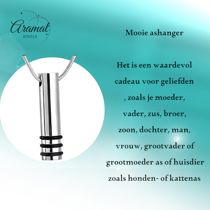 Steel ash pendant cylinder black striped 38x10mm