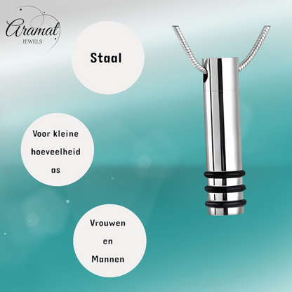 Steel ash pendant cylinder black striped 38x10mm