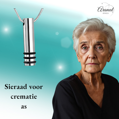 Steel ash pendant cylinder black striped 38x10mm