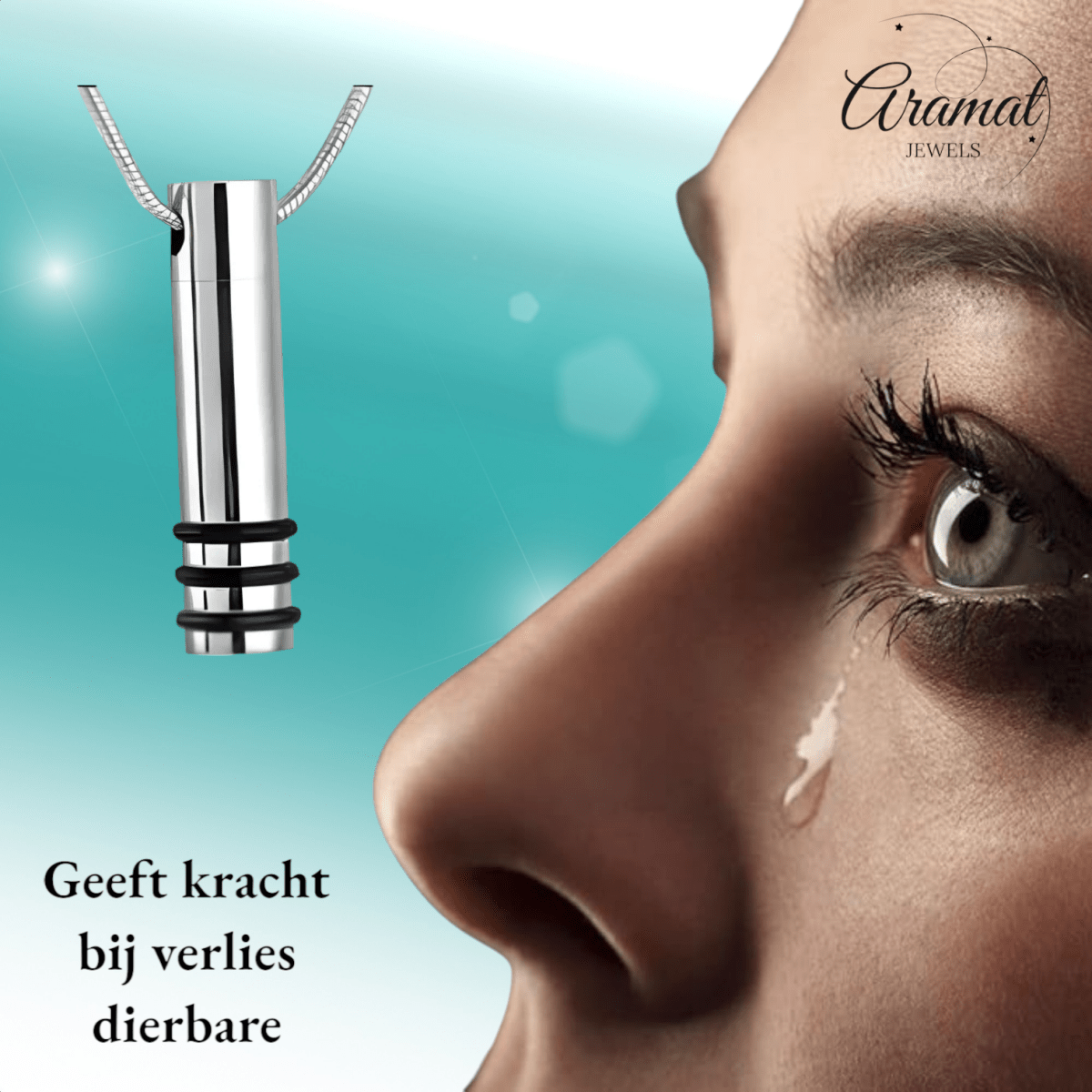 Stalen ashanger cilinder zwart gestreept 38x10mm - Aramat Jewels - Gedenkhangers - cadeautip