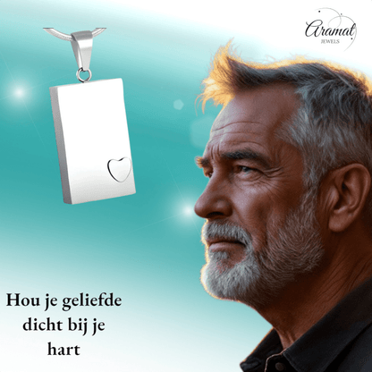 Stalen Ashanger Rechthoek met Klein Hartje - hang284 - Gedenkhangers kopen# - 40mm - alles - ashangers