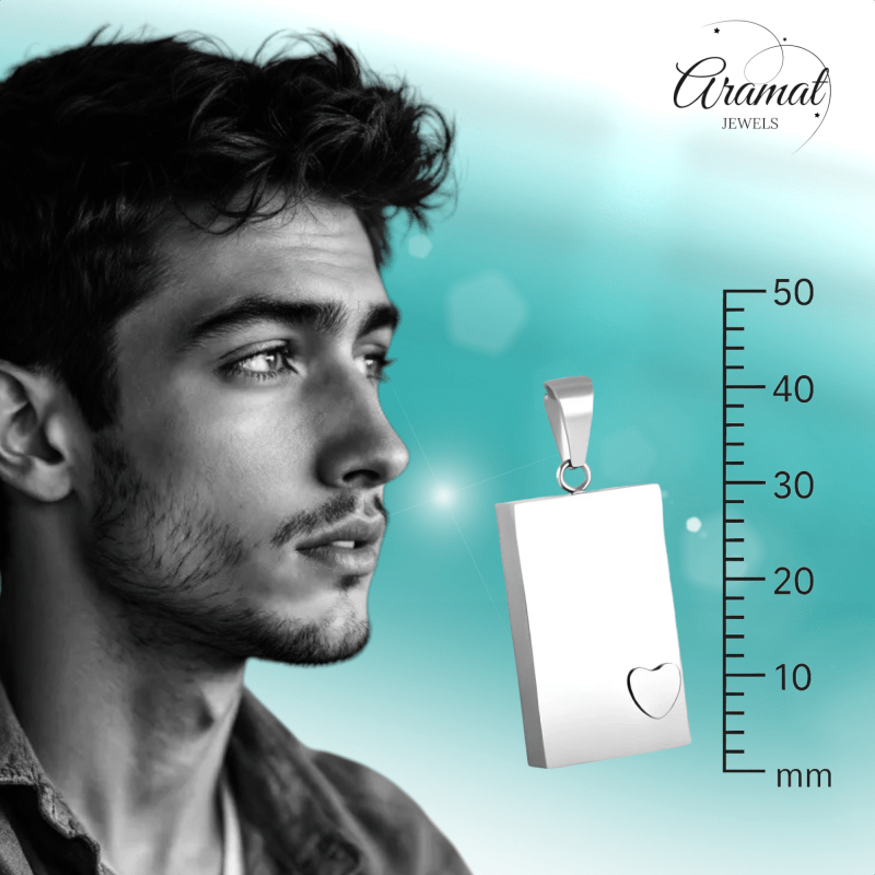 Stalen Ashanger Rechthoek met Klein Hartje - hang284 - Gedenkhangers kopen# - 40mm - alles - ashangers