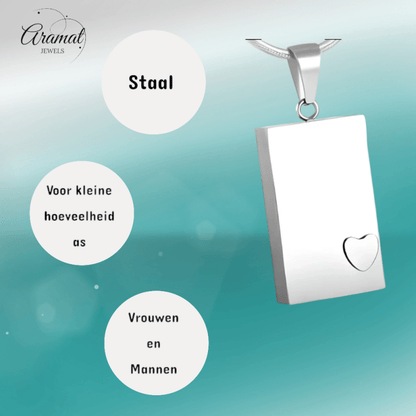 Stalen Ashanger Rechthoek met Klein Hartje - hang284 - Gedenkhangers kopen# - 40mm - alles - ashangers