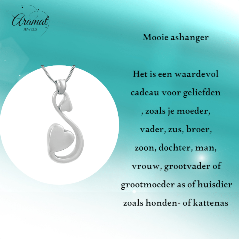 Stalen Ashanger Sierlijk Hart – Zilverkleurig - hang402 - Gedenkhangers kopen# - 38mm - alles - ashangers