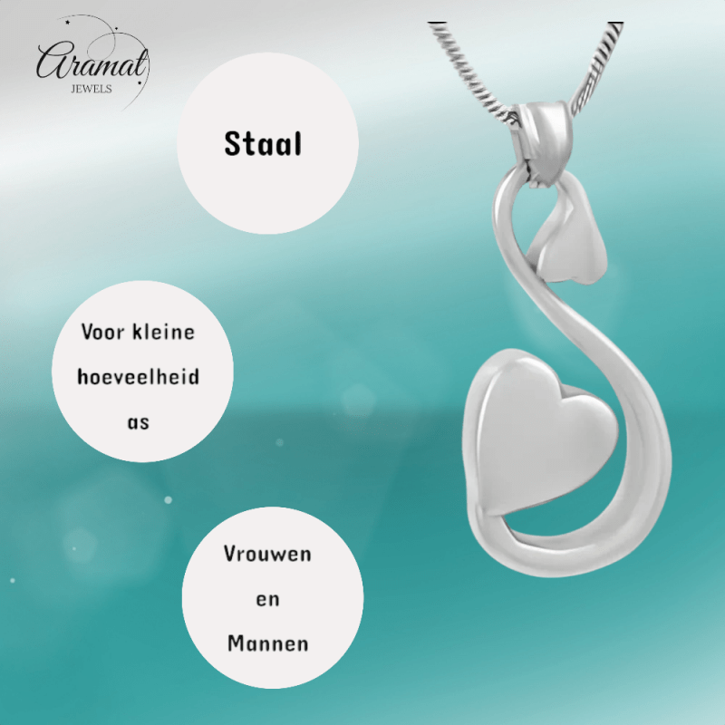 Stalen Ashanger Sierlijk Hart – Zilverkleurig - hang402 - Gedenkhangers kopen# - 38mm - alles - ashangers