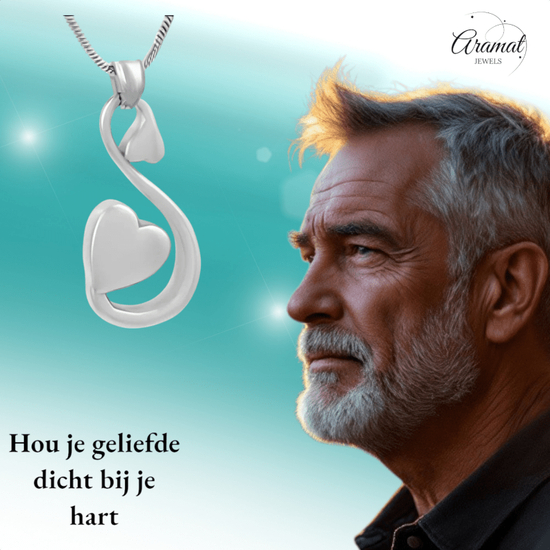 Stalen Ashanger Sierlijk Hart – Zilverkleurig - hang402 - Gedenkhangers kopen# - 38mm - alles - ashangers