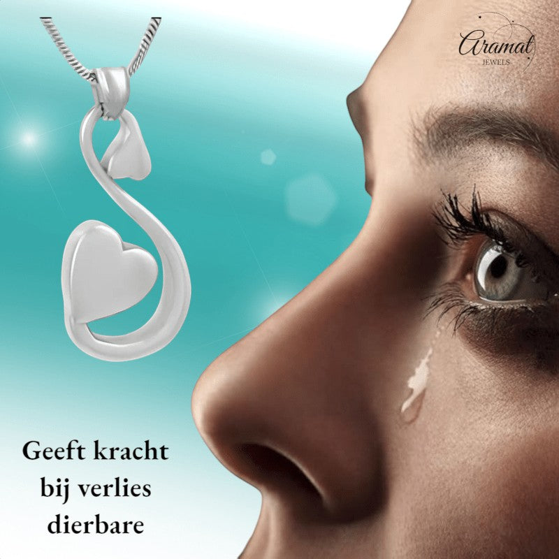 Stalen Ashanger Sierlijk Hart – Zilverkleurig - hang402 - Gedenkhangers kopen# - 38mm - alles - ashangers
