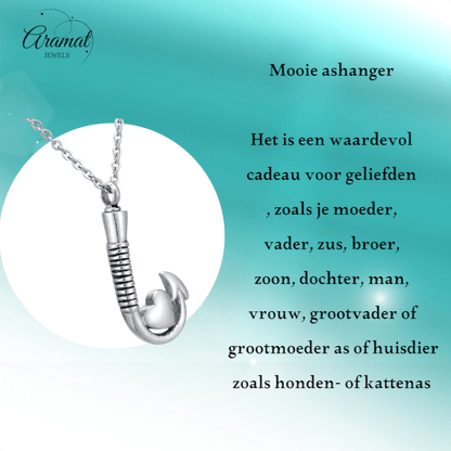 Stalen Ashanger Vishaak met Hartje - Zilverkleur & Zwarte Strepen - hang1334 - Gedenkhangers kopen# - 40mm - alles - ashangers