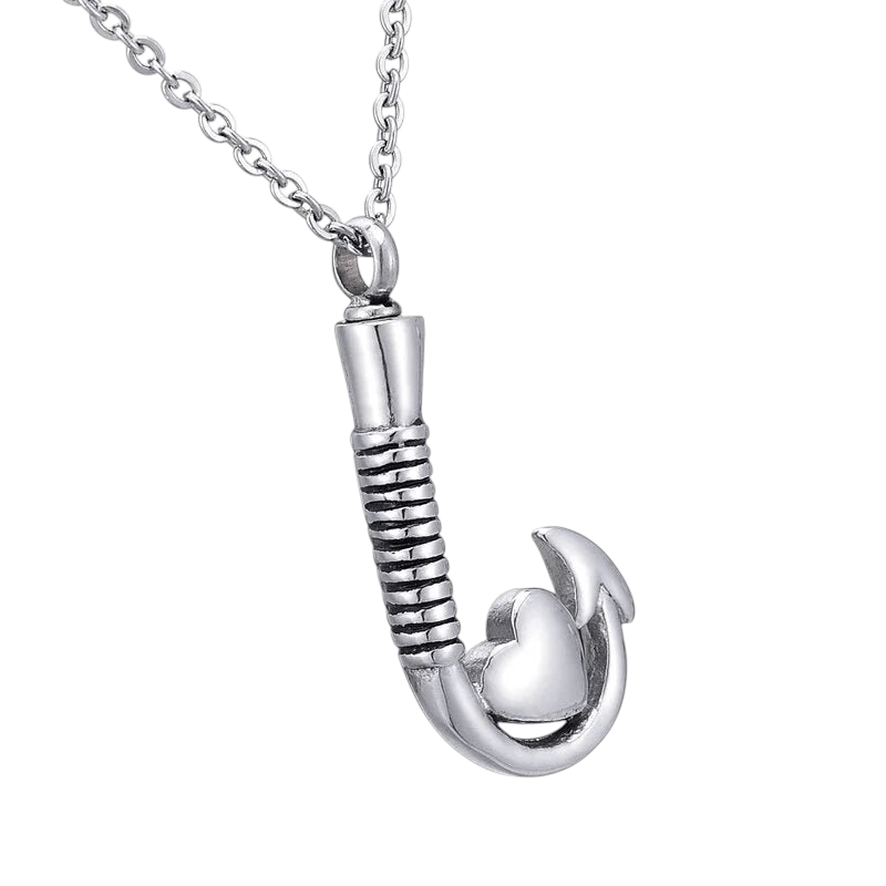 Stalen Ashanger Vishaak met Hartje - Zilverkleur & Zwarte Strepen - hang1334 - Gedenkhangers kopen# - 40mm - alles - ashangers