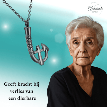 Stalen Ashanger Vishaak met Kruisje - Zwart - hang1333 - Gedenkhangers kopen# - 40mm - alles - ashangers