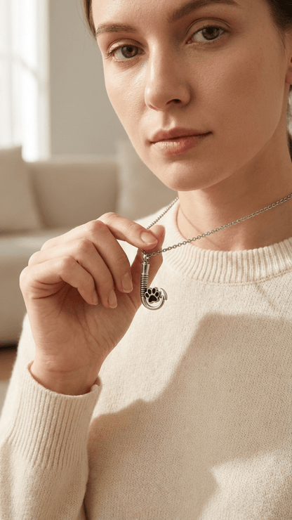 Stalen Ashanger Vishaak met Pootje - Zilverkleur & Zwart - Aramat Jewels - Gedenkhangers - cadeautip