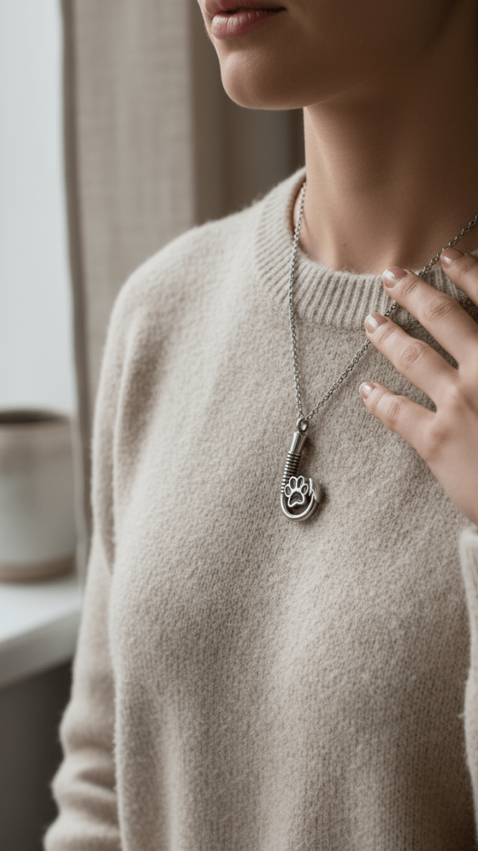 Stalen Ashanger Vishaak met Pootje - Zilverkleur & Zwart - Aramat Jewels - Gedenkhangers - cadeautip