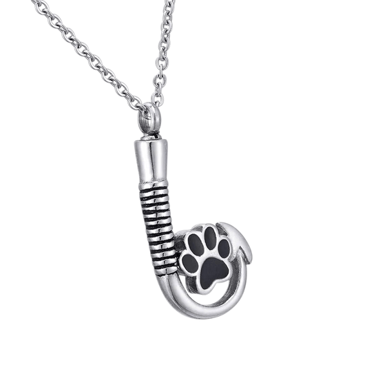 Stalen Ashanger Vishaak met Pootje - Zilverkleur & Zwart - hang585 - Gedenkhangers kopen# - 40mm - alles - ashangers