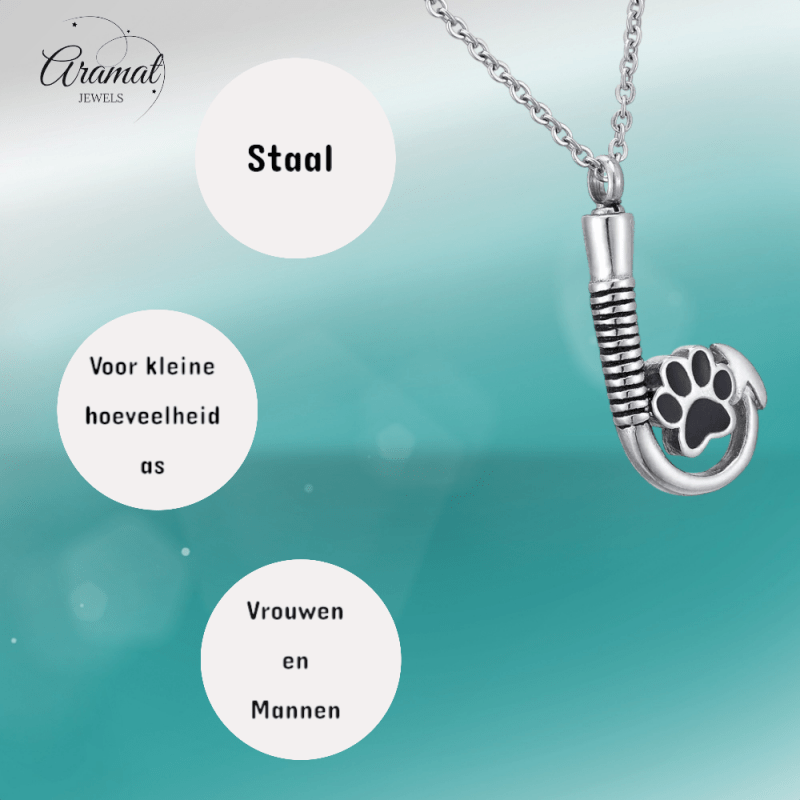 Stalen Ashanger Vishaak met Pootje - Zilverkleur & Zwart - hang585 - Gedenkhangers kopen# - 40mm - alles - ashangers