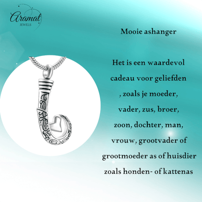 Stalen Ashanger Vishaak - Zilverkleur & Zwart - hang1332 - 9977 - Gedenkhangers kopen# - 40mm - alles - ashangers