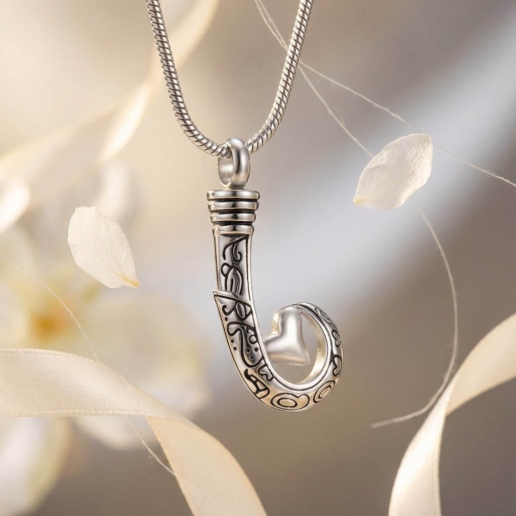 Stalen Ashanger Vishaak - Zilverkleur & Zwart - Aramat Jewels - Gedenkhangers - cadeautip