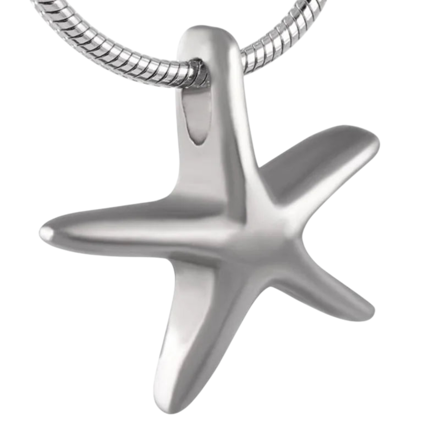 Silver-colored starfish ash pendant – memorial jewelry
