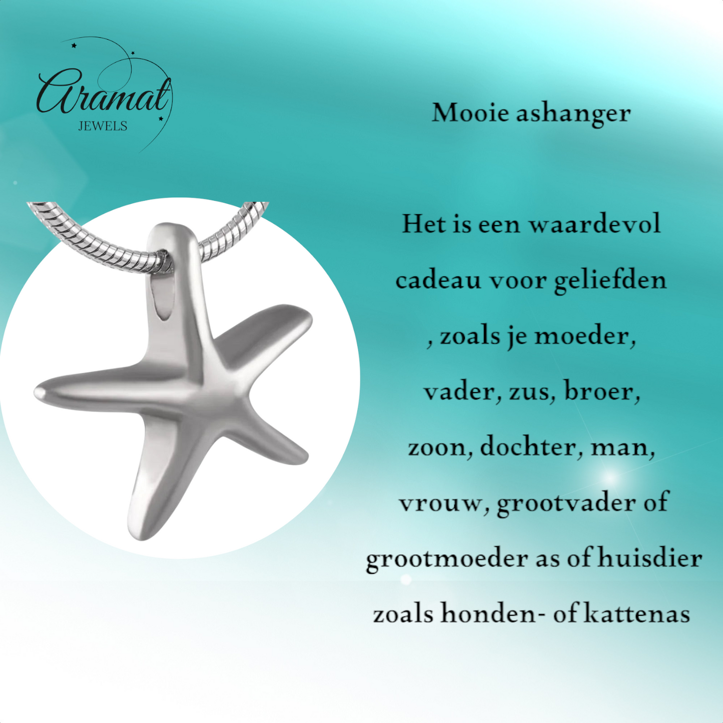 Silver-colored starfish ash pendant – memorial jewelry