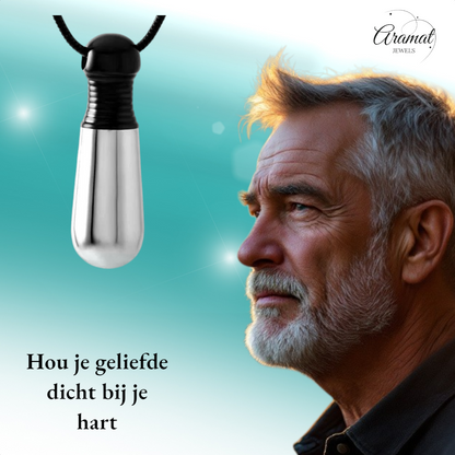 Pendentif en tube d'acier bicolore (noir et argent) 38 mm