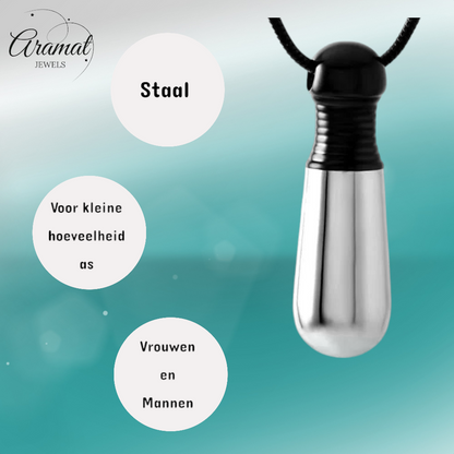 Pendentif en tube d'acier bicolore (noir et argent) 38 mm