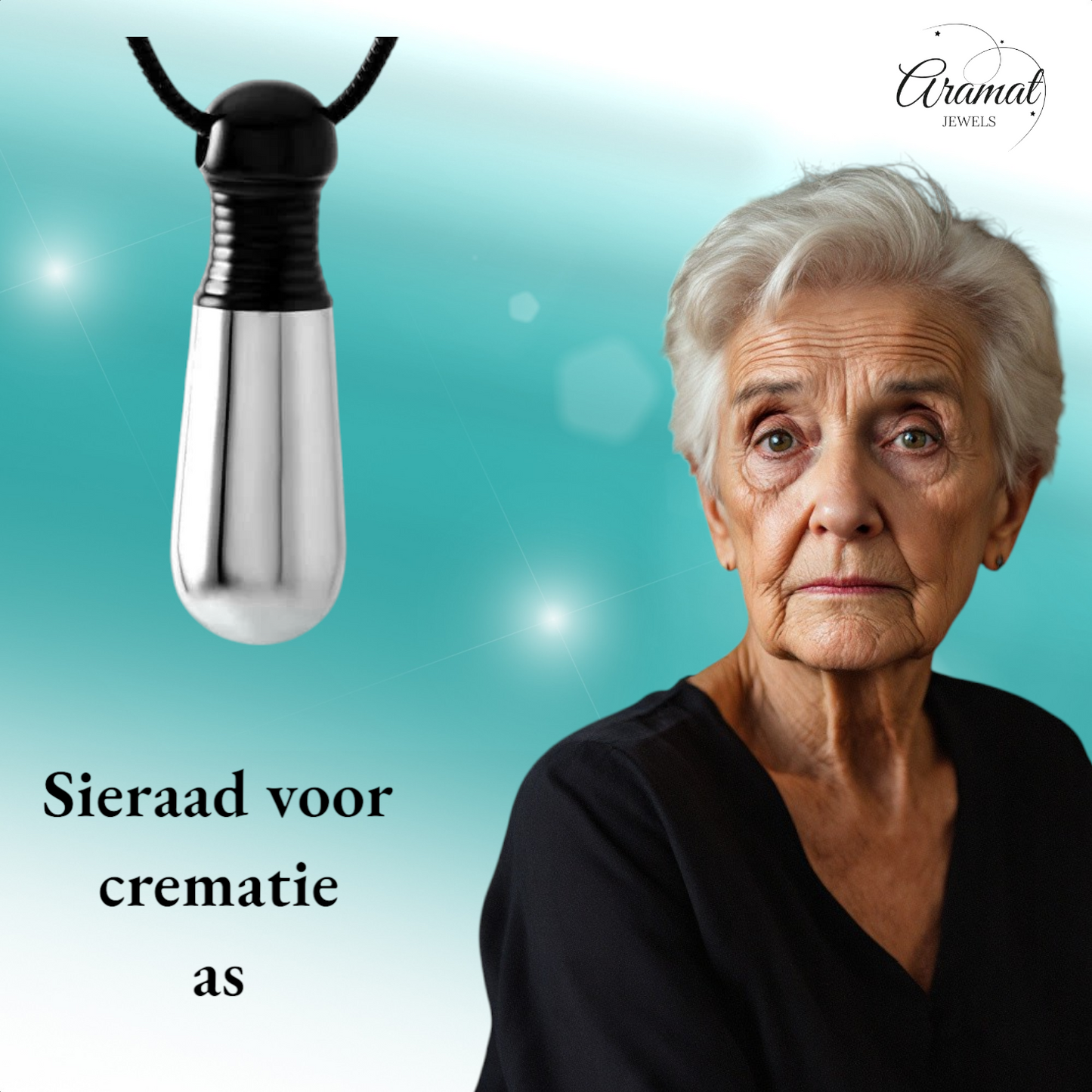 Pendentif en tube d'acier bicolore (noir et argent) 38 mm