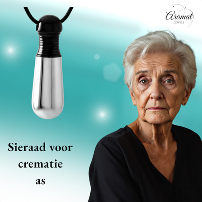 Pendentif en tube d'acier bicolore (noir et argent) 38 mm