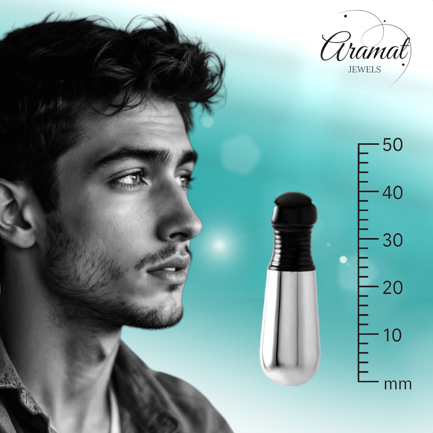 Pendentif en tube d'acier bicolore (noir et argent) 38 mm