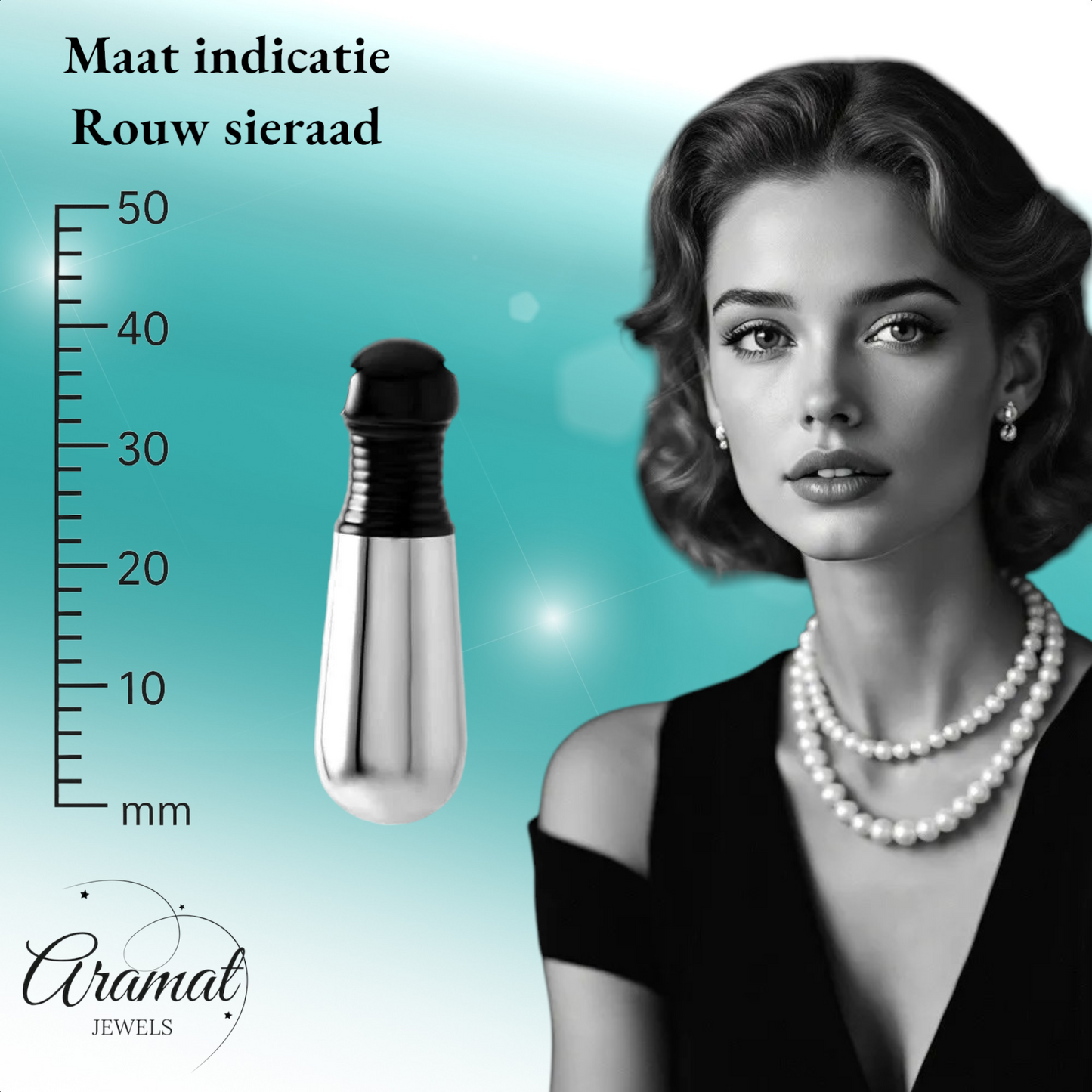 Pendentif en tube d'acier bicolore (noir et argent) 38 mm