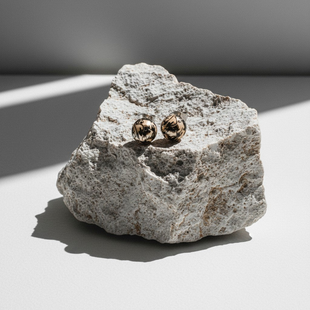 Stalen bolletjes oorstekers met spetters – 6mm - Aramat Jewels - Oorbellen - cadeautip