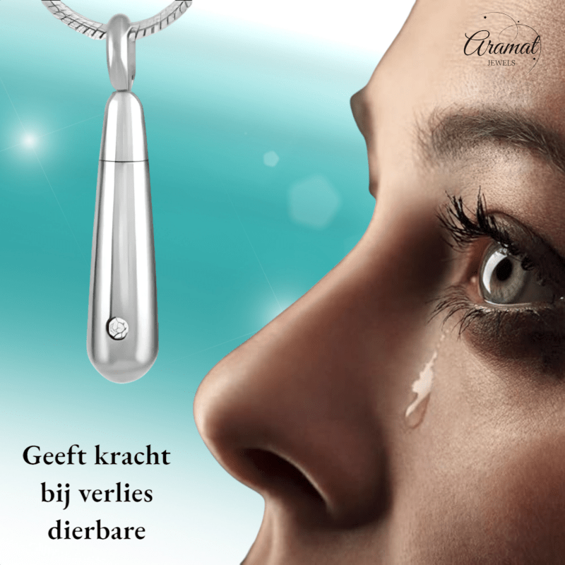 Stalen Buisvormige Ashanger met Zirkonia Steentje - hang377 - 8653 - Gedenkhangers kopen# - 33mm - alles - ashangers