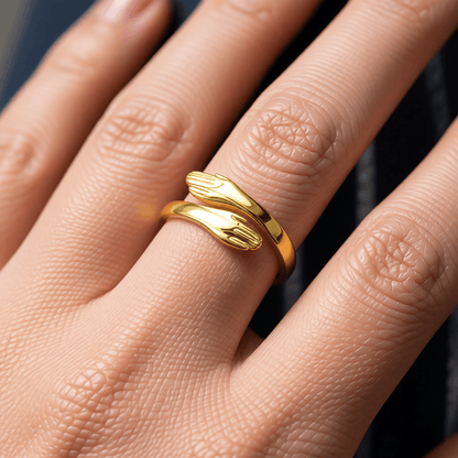 Stalen Damesring - Open Ring met Handen - 10mm - Aramat Jewels - Ringen - cadeautip