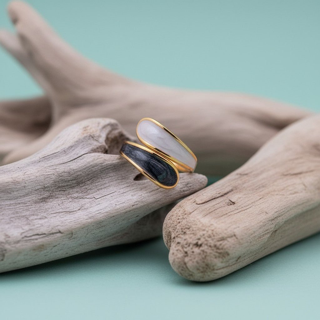 Stalen Damesring - Parelmoer - 18mm - Verstelbaar - Aramat Jewels - Ringen - cadeautip