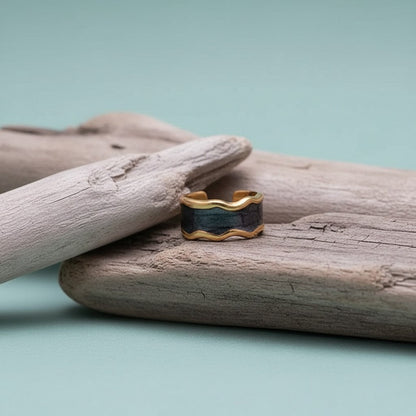 Stalen Damesring - Parelmoer - 8mm - Verstelbaar - Grijs - Aramat Jewels - Ringen - cadeautip