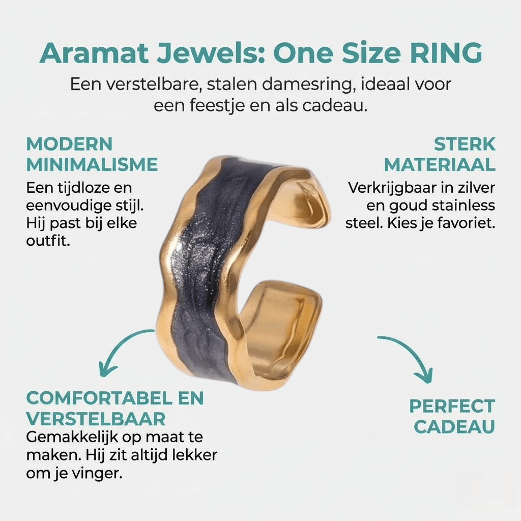 Stalen Damesring - Parelmoer - 8mm - Verstelbaar - Grijs - Aramat Jewels - Ringen - cadeautip