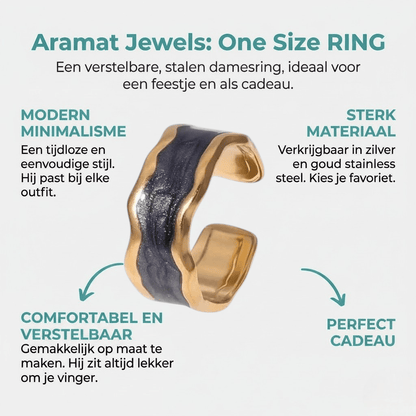 Stalen Damesring - Parelmoer - 8mm - Verstelbaar - Grijs - Aramat Jewels - Ringen - cadeautip