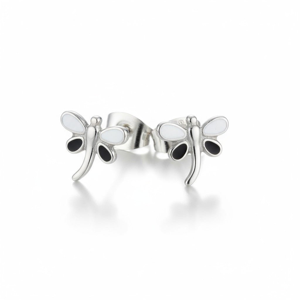 Stalen Emaille oorbellen Libelle - Aramat Jewels - Oorbellen - cadeautip