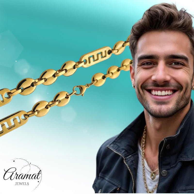 Stalen Fantasie Ketting met Grieks Motief - Aramat Jewels - Halskettingen - cadeautip