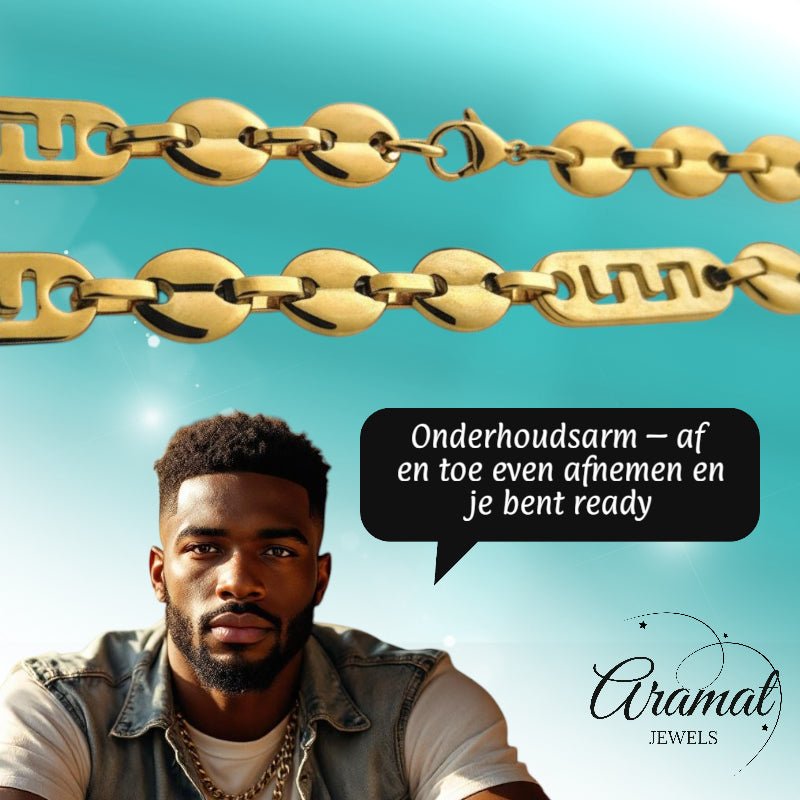 Stalen Fantasie Ketting met Grieks Motief - Aramat Jewels - Halskettingen - cadeautip