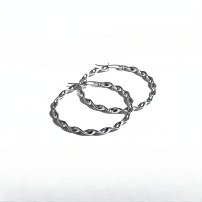 Stalen Gedraaide Oorringen - Aramat Jewels - Oorringen - cadeautip