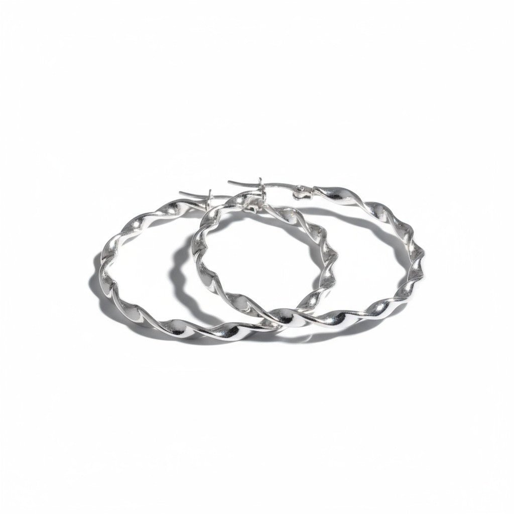 Stalen Gedraaide Oorringen - Aramat Jewels - Oorringen - cadeautip