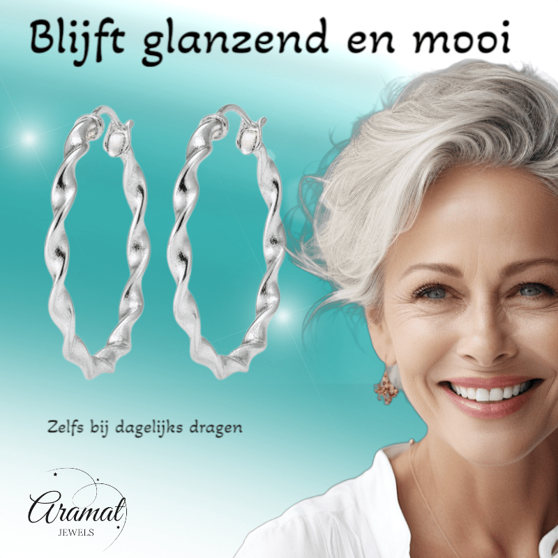 Stalen Gedraaide Oorringen - Aramat Jewels - Oorringen - cadeautip