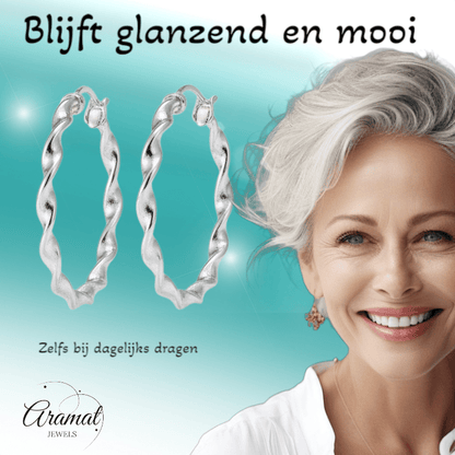 Stalen Gedraaide Oorringen - Aramat Jewels - Oorringen - cadeautip